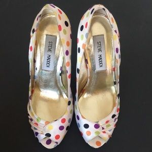Steve Madden “RICHH” Pumps Sz 5  Multicolor Polka Dots